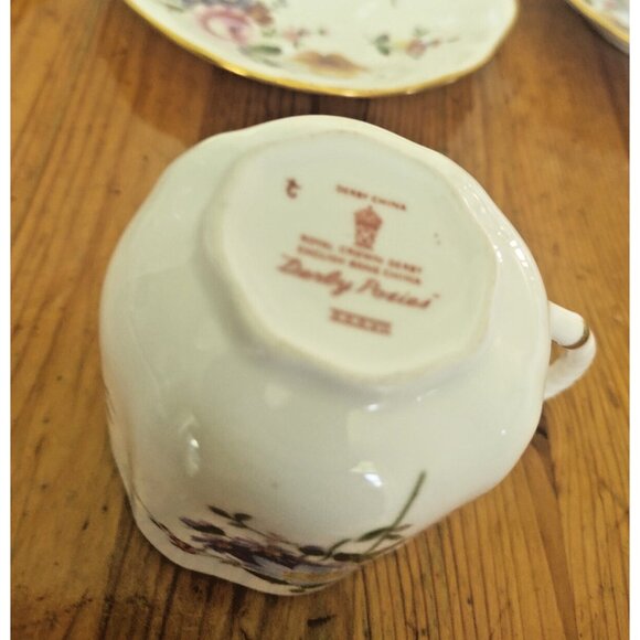Vintage Royal Crown Derby "Derby Posies" Demitasse Cups & Saucer set of 5 - Picture 7 of 16